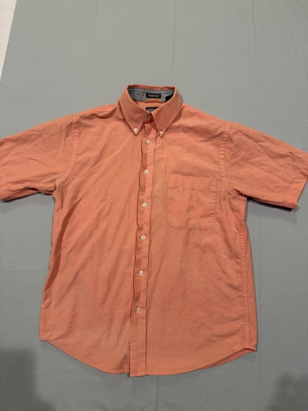 St. John’s Bay Worry Free Shirt Men’s Small Peach Orange Short Sleeve Cotton